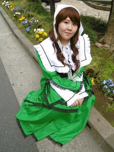 Rating: Safe Score: 0 Tags: 1girl brown_hair dress flower frills green_dress green_eyes long_hair photo sitting solo suiseiseki User: admin