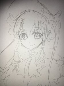 Rating: Safe Score: 0 Tags: 1girl blush dress drill_hair flower greyscale image long_hair looking_at_viewer monochrome photo rose shinku simple_background sketch smile solo traditional_media twin_drills twintails upper_body User: admin