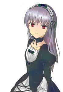 Rating: Safe Score: 0 Tags: 1girl detached_collar dress flower frills hairband image long_hair long_sleeves looking_at_viewer red_eyes rose silver_hair simple_background solo suigintou white_background User: admin