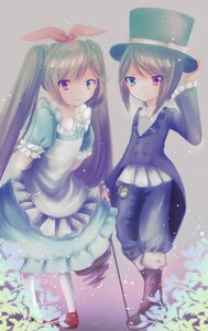 Rating: Safe Score: 0 Tags: 2girls blue_dress dress frills hat heterochromia image long_hair looking_at_viewer multiple_girls pair red_eyes ribbon short_hair smile souseiseki suiseiseki top_hat twintails User: admin