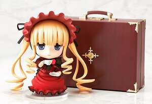 Rating: Safe Score: 0 Tags: 1girl blonde_hair blue_eyes blush bonnet chibi cup doll dress drill_hair long_hair red_dress shinku sitting solo table teacup twintails User: admin