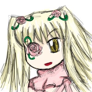 Rating: Safe Score: 0 Tags: 1girl bangs blonde_hair close-up eyebrows_visible_through_hair face flower image kirakishou leaf looking_at_viewer pink_flower pink_rose portrait rose simple_background solo white_background yellow_eyes User: admin