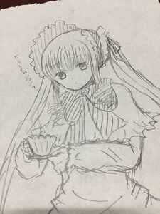 Rating: Safe Score: 0 Tags: 1girl bonnet bowtie dress frills image long_hair long_sleeves looking_at_viewer monochrome photo shinku solo twintails upper_body very_long_hair User: admin