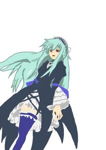 Rating: Safe Score: 0 Tags: 1girl aqua_hair bangs black_dress dress frills image lolita_hairband long_hair long_sleeves looking_at_viewer open_mouth red_eyes simple_background solo standing suigintou thighhighs very_long_hair white_background wings User: admin