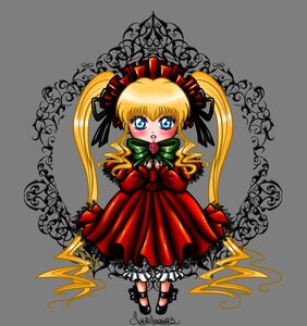 Rating: Safe Score: 0 Tags: 1girl blonde_hair blue_eyes blush bow dress flower full_body holding image long_hair long_sleeves looking_at_viewer red_dress rose shinku solo twin_drills twintails User: admin