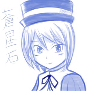 Rating: Safe Score: 0 Tags: 1girl blue_theme blurry blush closed_mouth depth_of_field eyebrows_visible_through_hair hat image monochrome short_hair sketch smile solo souseiseki uniform white_background User: admin