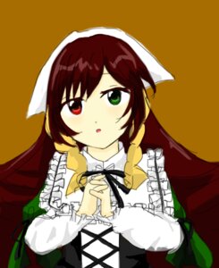 Rating: Safe Score: 0 Tags: 1girl :o brown_hair dress frills green_dress green_eyes hands_clasped head_scarf heterochromia image long_hair long_sleeves looking_at_viewer open_mouth own_hands_together red_eyes simple_background solo suiseiseki upper_body very_long_hair User: admin