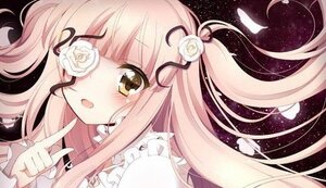 Rating: Safe Score: 0 Tags: 1girl blush flower hair_flower hair_ornament image kirakishou long_hair open_mouth pink_hair ribbon rose solo white_flower white_rose User: admin