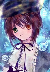 Rating: Safe Score: 0 Tags: 1girl brown_hair eyebrows_visible_through_hair hat heterochromia image looking_at_viewer millipen_(medium) short_hair solo souseiseki traditional_media upper_body User: admin