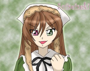 Rating: Safe Score: 0 Tags: 1girl braid brown_hair dress green_eyes head_scarf heterochromia image long_hair looking_at_viewer open_mouth smile solo suiseiseki User: admin