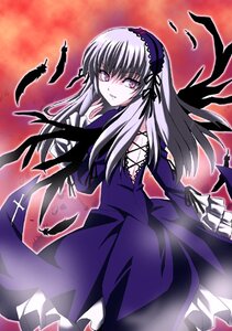 Rating: Safe Score: 0 Tags: 1girl backless_dress backless_outfit black_wings blue_dress dress expressionless feathers frilled_sleeves frills hairband image lolita_hairband long_hair long_sleeves looking_at_viewer looking_back lowres midori_(searchlight) pink_eyes rozen_maiden shaded_face silver_hair solo suigintou wings User: admin