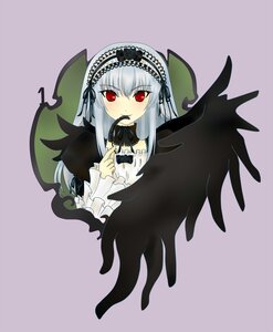 Rating: Safe Score: 0 Tags: 1girl black_ribbon black_wings detached_collar dress flower frilled_sleeves frills hairband image long_hair long_sleeves looking_at_viewer red_eyes rose silver_hair simple_background solo suigintou very_long_hair wings User: admin