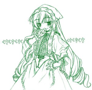 Rating: Safe Score: 0 Tags: 1girl artist_request blush covering_mouth dress drill_hair frills green_theme hairband hand_on_hip image laughing long_hair long_sleeves looking_at_viewer monochrome ojou-sama_pose rozen_maiden simple_background smirk solo striped suiseiseki vertical_stripes very_long_hair white_background User: admin