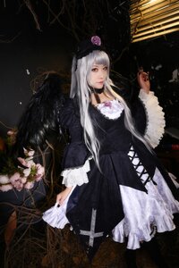 Rating: Safe Score: 0 Tags: 1girl black_wings choker dress flower frills gothic_lolita lips lolita_fashion long_hair long_sleeves looking_at_viewer red_eyes rose solo suigintou very_long_hair wings User: admin