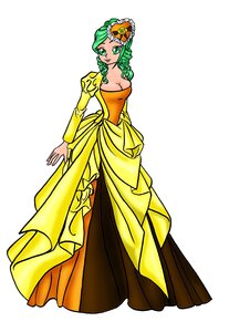 Rating: Safe Score: 0 Tags: 1girl breasts cleavage dress full_body green_eyes green_hair image kanaria long_dress medium_breasts smile solo standing strapless_dress yellow_dress User: admin