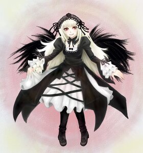 Rating: Safe Score: 0 Tags: 1girl black_dress black_footwear black_ribbon black_wings blush boots cross-laced_clothes dress frills full_body hairband image juliet_sleeves knee_boots lolita_fashion long_hair long_sleeves looking_at_viewer puffy_sleeves red_eyes ribbon rose smile solo standing suigintou wings User: admin