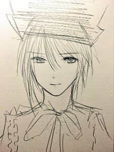 Rating: Safe Score: 0 Tags: 1girl bangs closed_mouth eyebrows_visible_through_hair hariruri image looking_at_viewer monochrome short_hair sketch smile solo souseiseki traditional_media User: admin