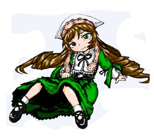 Rating: Safe Score: 0 Tags: 1girl blush brown_hair dress drill_hair frills full_body green_dress green_eyes hat head_scarf heterochromia image long_hair long_sleeves looking_at_viewer red_eyes shoes sitting solo suiseiseki twin_drills very_long_hair white_legwear User: admin