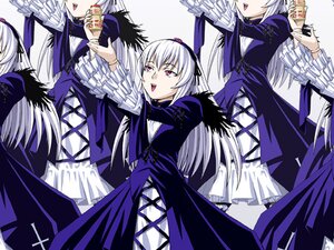 Rating: Safe Score: 0 Tags: 1girl card dress frills holding_card image long_hair long_sleeves multiple_girls open_mouth ribbon silver_hair solo suigintou wings User: admin