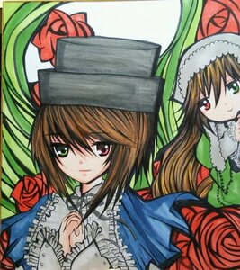 Rating: Safe Score: 0 Tags: 3girls brown_hair dress flower frills green_dress green_eyes hat head_scarf heterochromia image long_hair long_sleeves looking_at_viewer multiple_girls pair red_eyes rose siblings sisters smile souseiseki suiseiseki top_hat twins very_long_hair User: admin