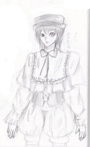 Rating: Safe Score: 0 Tags: 1girl capelet frills hat image long_sleeves looking_at_viewer monochrome shawl short_hair sketch solo souseiseki standing User: admin