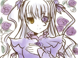 Rating: Safe Score: 0 Tags: 1girl barasuishou eyebrows_visible_through_hair flower hair_ribbon image long_hair looking_at_viewer monochrome pink_flower pink_rose purple_flower purple_rose purple_theme red_rose ribbon rose simple_background smile solo suigintou thorns upper_body vines User: admin