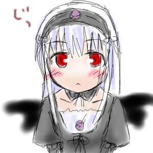 Rating: Safe Score: 0 Tags: 1girl bangs black_dress black_wings blush closed_mouth dress eyebrows_visible_through_hair image long_sleeves looking_at_viewer red_eyes simple_background sketch solo suigintou upper_body white_background wings User: admin