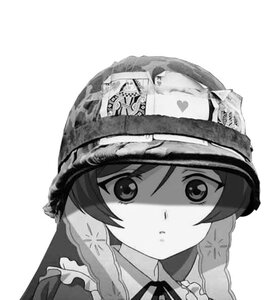 Rating: Safe Score: 0 Tags: 1girl auto_tagged blush braid closed_mouth face greyscale hat image long_hair looking_at_viewer monochrome portrait solo striped suiseiseki twin_braids User: admin