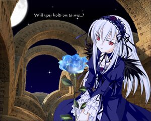 Rating: Safe Score: 0 Tags: 1girl dress flower frills full_moon hairband image juliet_sleeves long_hair long_sleeves looking_at_viewer moon night puffy_sleeves red_eyes rose silver_hair sitting solo suigintou wings User: admin