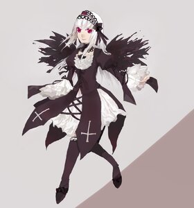 Rating: Safe Score: 0 Tags: 1girl black_wings dress flower frills full_body hairband image juliet_sleeves long_hair long_sleeves looking_at_viewer pink_eyes puffy_sleeves red_eyes ribbon rose solo standing suigintou wings User: admin