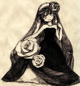 Rating: Safe Score: 0 Tags: 1girl auto_tagged bare_shoulders black_flower black_rose dress flower hair_ornament image jewelry long_hair monochrome necklace pantyhose red_rose rose solo suiseiseki traditional_media very_long_hair white_rose User: admin