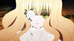 Rating: Safe Score: 0 Tags: 1girl bangs blonde_hair flower green_eyes image kirakishou long_hair looking_at_viewer rose solo thorns upper_body white_flower white_rose User: admin