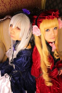 Rating: Safe Score: 0 Tags: 2girls blonde_hair blue_eyes bonnet dress flower frills gothic_lolita lips lolita_fashion long_hair looking_at_viewer multiple_cosplay multiple_girls red_eyes rose shinku suigintou tagme User: admin