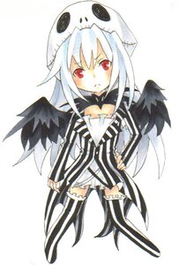 Rating: Safe Score: 0 Tags: 1girl choker dress image long_hair long_sleeves marker_(medium) red_eyes solo standing striped suigintou thighhighs traditional_media vertical_stripes white_hair wings User: admin