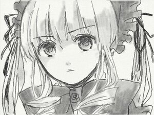 Rating: Safe Score: 0 Tags: 1girl blush closed_mouth eyebrows_visible_through_hair greyscale hair_ribbon hairband image long_hair looking_at_viewer monochrome ribbon shinku simple_background solo suigintou traditional_media twintails white_background User: admin