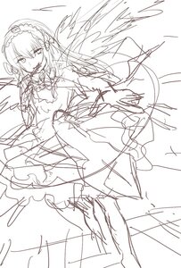 Rating: Safe Score: 0 Tags: 1girl akemi_homura akuma_homura bow dress feathered_wings greyscale hairband image long_hair looking_at_viewer monochrome sketch solo suigintou wings User: admin