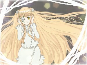 Rating: Safe Score: 0 Tags: 1girl blonde_hair dress eyepatch flower frills hair_flower hair_ornament image kirakishou long_hair rose smile solo two_side_up very_long_hair white_dress white_flower white_rose yellow_eyes User: admin