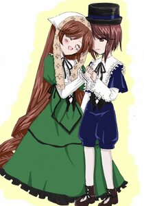 Rating: Safe Score: 0 Tags: 2girls blush boots brown_hair closed_eyes dress frills green_dress hat head_scarf holding_hands image long_hair long_sleeves multiple_girls open_mouth pair pantyhose short_hair siblings sisters smile souseiseki suiseiseki twins very_long_hair white_legwear User: admin