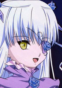 Rating: Safe Score: 0 Tags: 1girl bangs barasuishou blue_flower blue_rose blurry blurry_background blurry_foreground close-up depth_of_field eyebrows_visible_through_hair flower hair_ornament image long_hair looking_at_viewer open_mouth purple_flower purple_rose rose solo yellow_eyes User: admin