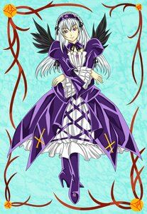 Rating: Safe Score: 0 Tags: 1girl auto_tagged black_wings boots detached_collar dress frills full_body hairband image long_hair long_sleeves looking_at_viewer ribbon silver_hair solo suigintou wings User: admin