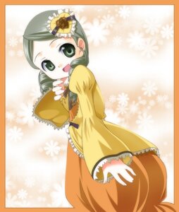Rating: Safe Score: 0 Tags: 1girl :d bad_id bad_pixiv_id dress drill_hair frills green_eyes green_hair halftone image kanaria long_sleeves looking_at_viewer open_mouth rozen_maiden smile solo umekichi yellow_dress User: admin