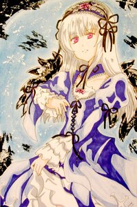 Rating: Safe Score: 0 Tags: 1girl cross-laced_clothes detached_collar dress frilled_sleeves frills hairband image lolita_hairband long_hair long_sleeves pink_eyes puffy_sleeves ribbon solo suigintou wings User: admin