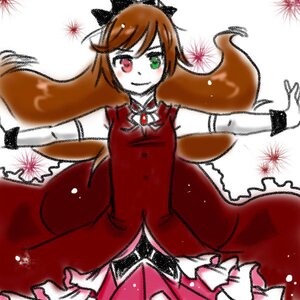 Rating: Safe Score: 0 Tags: 1girl blush brown_hair dress frills green_eyes heterochromia image long_hair long_sleeves looking_at_viewer red_dress red_eyes smile solo suiseiseki top_hat User: admin