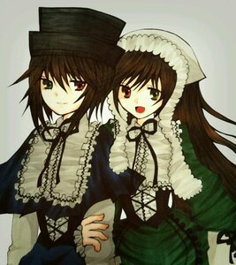 Rating: Safe Score: 0 Tags: 2girls :d brown_hair dress frills green_dress green_eyes hat head_scarf heterochromia image long_hair long_sleeves looking_at_viewer multiple_girls open_mouth pair red_eyes short_hair siblings simple_background sisters smile souseiseki suiseiseki twins User: admin