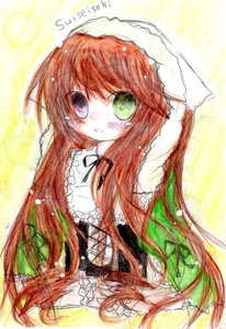 Rating: Safe Score: 0 Tags: 1girl dress green_eyes head_scarf image long_hair long_sleeves looking_at_viewer solo suiseiseki very_long_hair User: admin