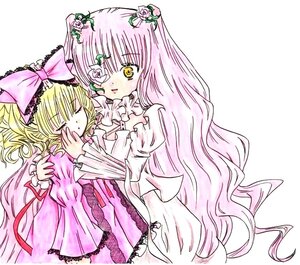 Rating: Safe Score: 0 Tags: 2girls blonde_hair bow closed_eyes dress eyepatch flower frills hair_bow hina_ichigo hinaichigo image kirakishou long_hair long_sleeves multiple_girls pink_bow pink_dress pink_hair pink_rose rose solo very_long_hair yellow_eyes User: admin