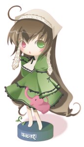 Rating: Safe Score: 0 Tags: 1girl ahoge brown_hair chibi dress frills full_body green_dress green_eyes heterochromia image long_hair long_sleeves looking_at_viewer red_eyes simple_background solo standing suiseiseki very_long_hair watering_can white_background User: admin