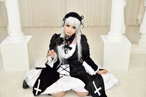 Rating: Safe Score: 0 Tags: 1girl black_dress black_ribbon curtains dress frills gothic_lolita hairband indoors lolita_fashion long_hair long_sleeves looking_at_viewer ribbon silver_hair sitting solo suigintou User: admin