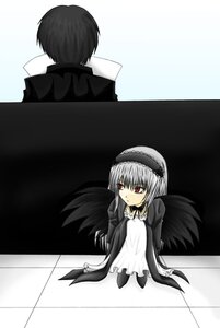 Rating: Safe Score: 0 Tags: 1girl black_dress black_wings checkered checkered_floor dress frills full_body hairband image long_sleeves looking_at_viewer red_eyes sitting solo suigintou wings User: admin