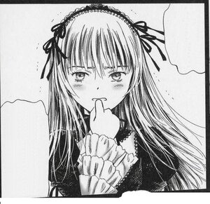 Rating: Safe Score: 0 Tags: 1girl blush frills greyscale hairband image long_hair long_sleeves looking_at_viewer monochrome photo ribbon shikishi solo suigintou tears traditional_media upper_body User: admin